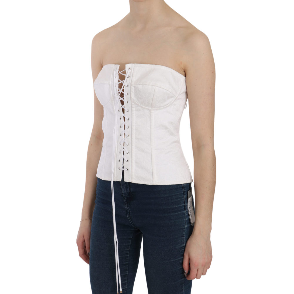 Dolce & Gabbana White PALERMO Cotton Bustier Top Corset - Picture 2 of 5